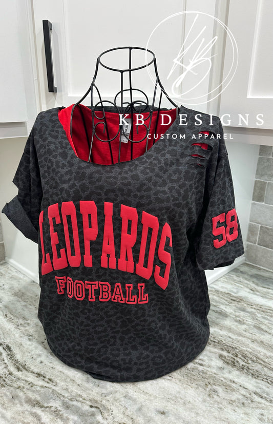 Custom Football Leopard Tee