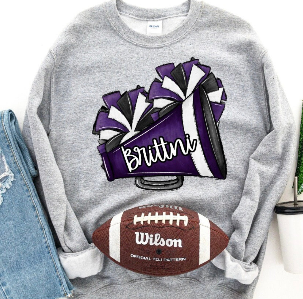 Personalized Cheer PomPom/ Megaphone (Short Sleeve)