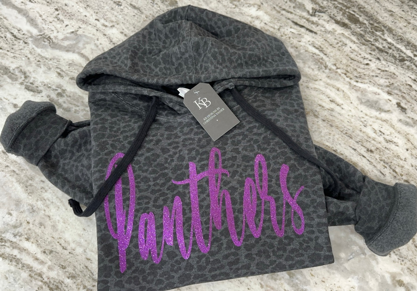 Custom Mascot w/ Glitter & Puff Leopard Hoodie