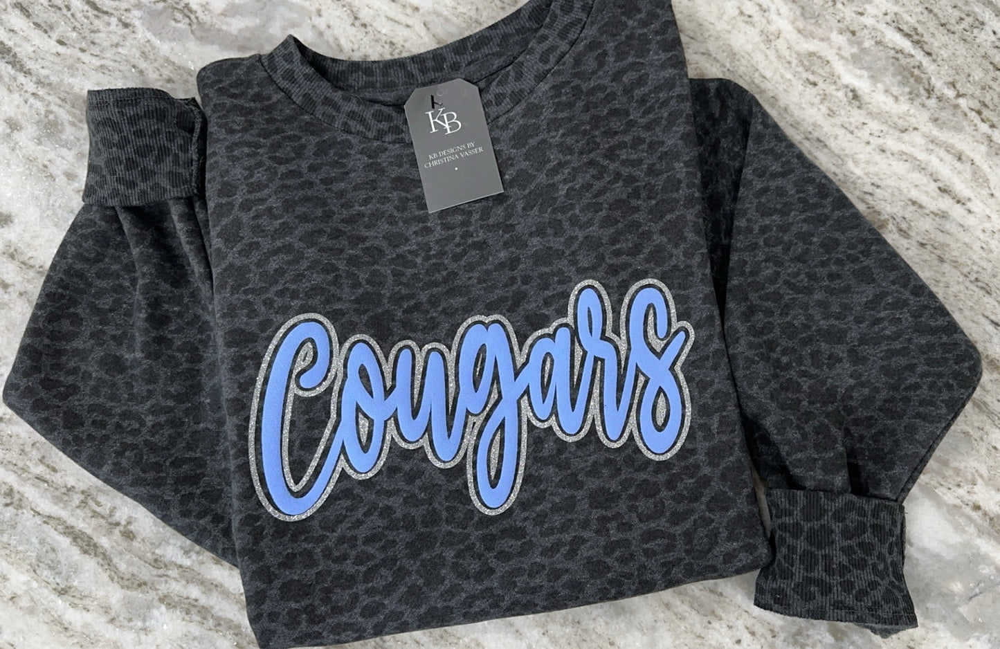 Leopard Custom Mascot w/ Glitter & Puff Tunic Sweatshirt