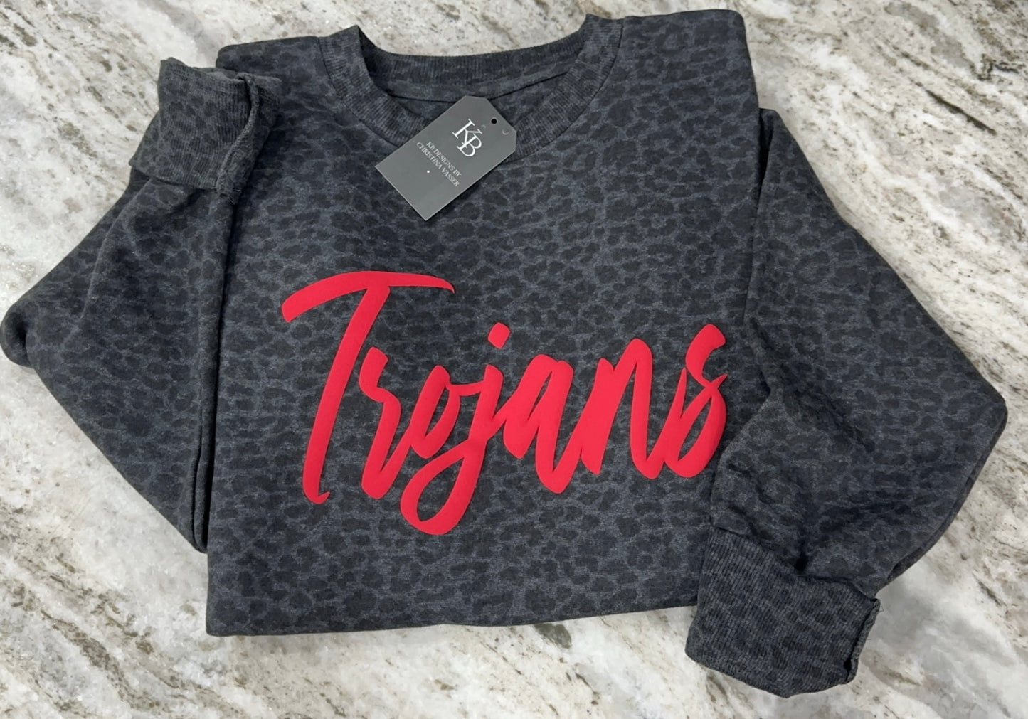 Leopard Custom Mascot w/ Glitter & Puff Tunic Sweatshirt