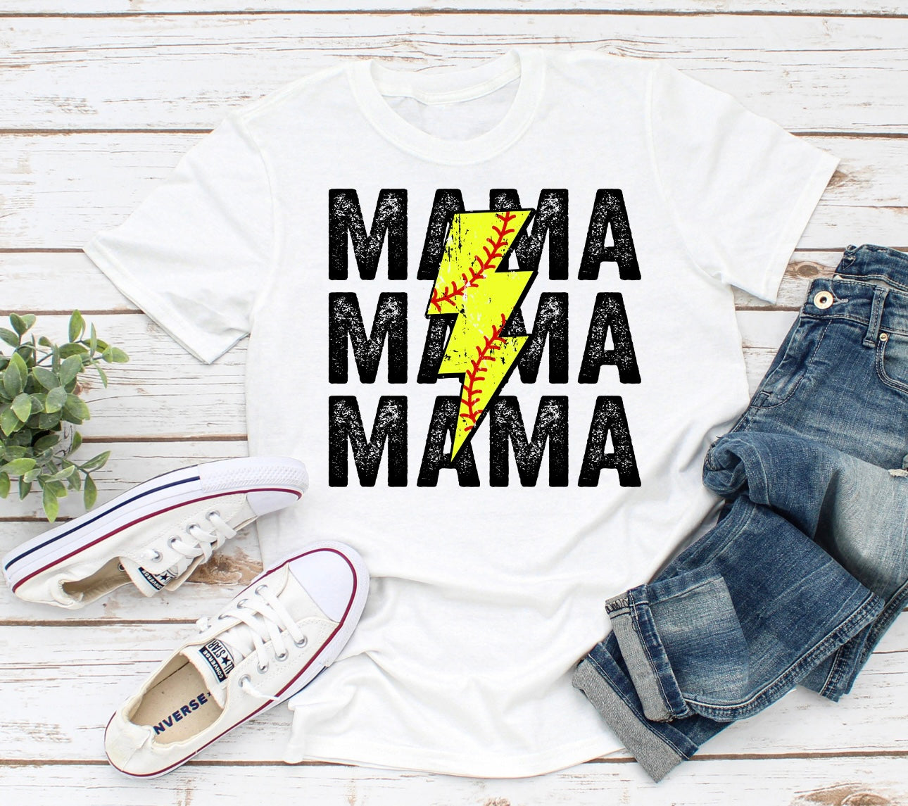 MAMA softball Lightning bolt Graphic Tee