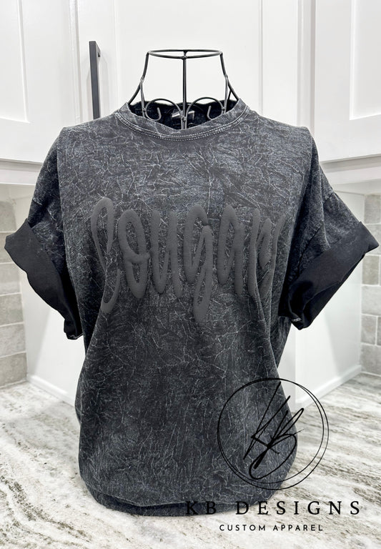 Cougars Mineral Wash Blackout Puff Tee