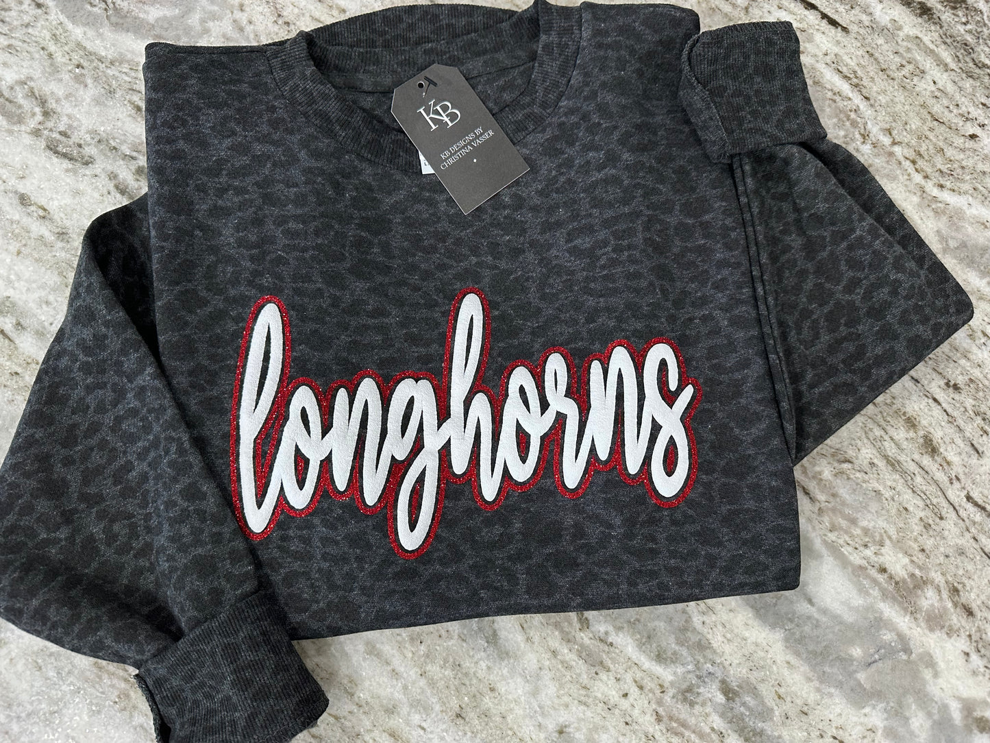 Leopard Custom Mascot w/ Glitter & Puff Tunic Sweatshirt