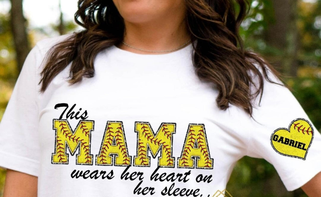 This MAMA wears her heart on her Sleeve Sports Sweatshirt