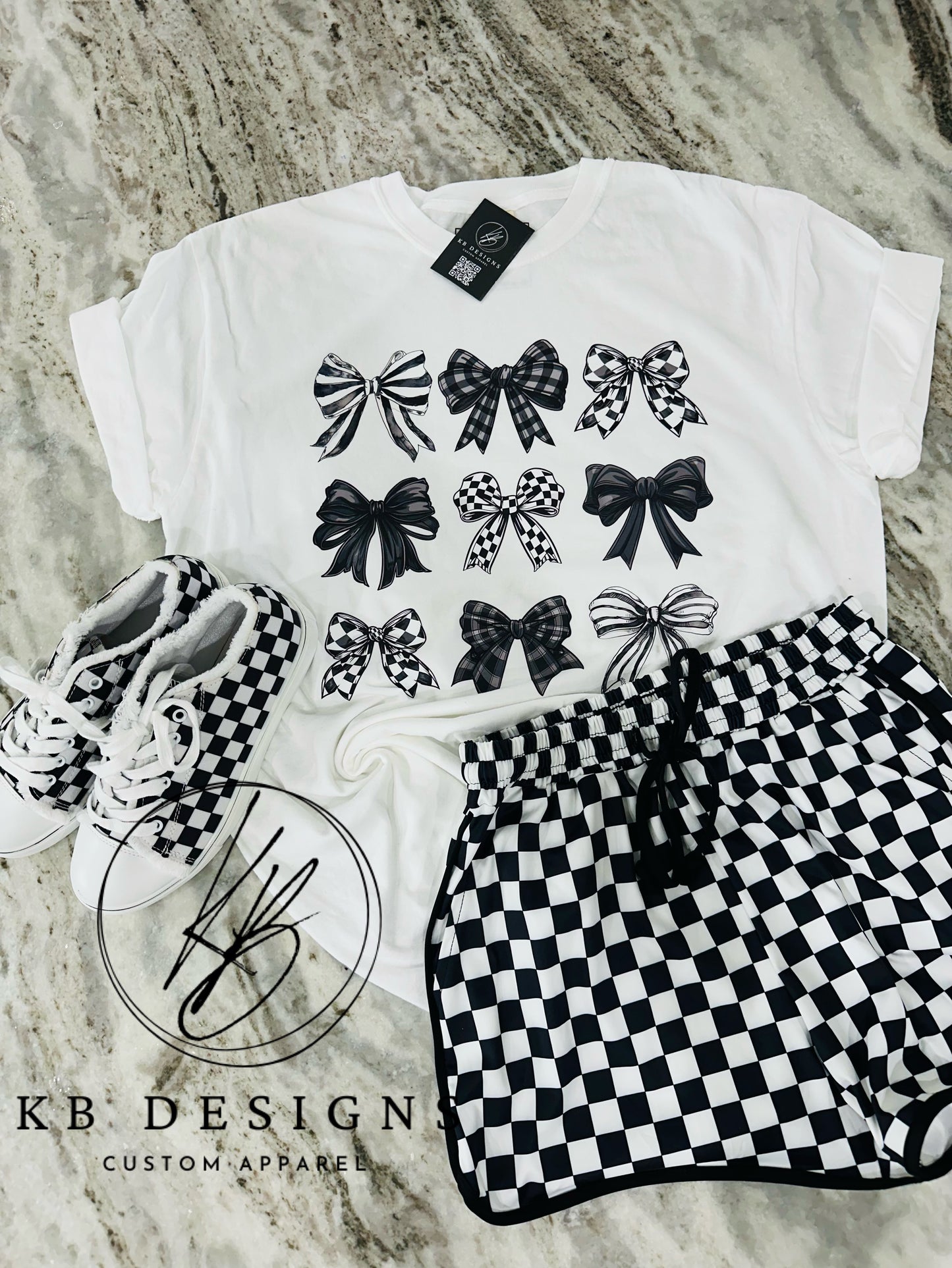 Checkered Coquette Bow Tee