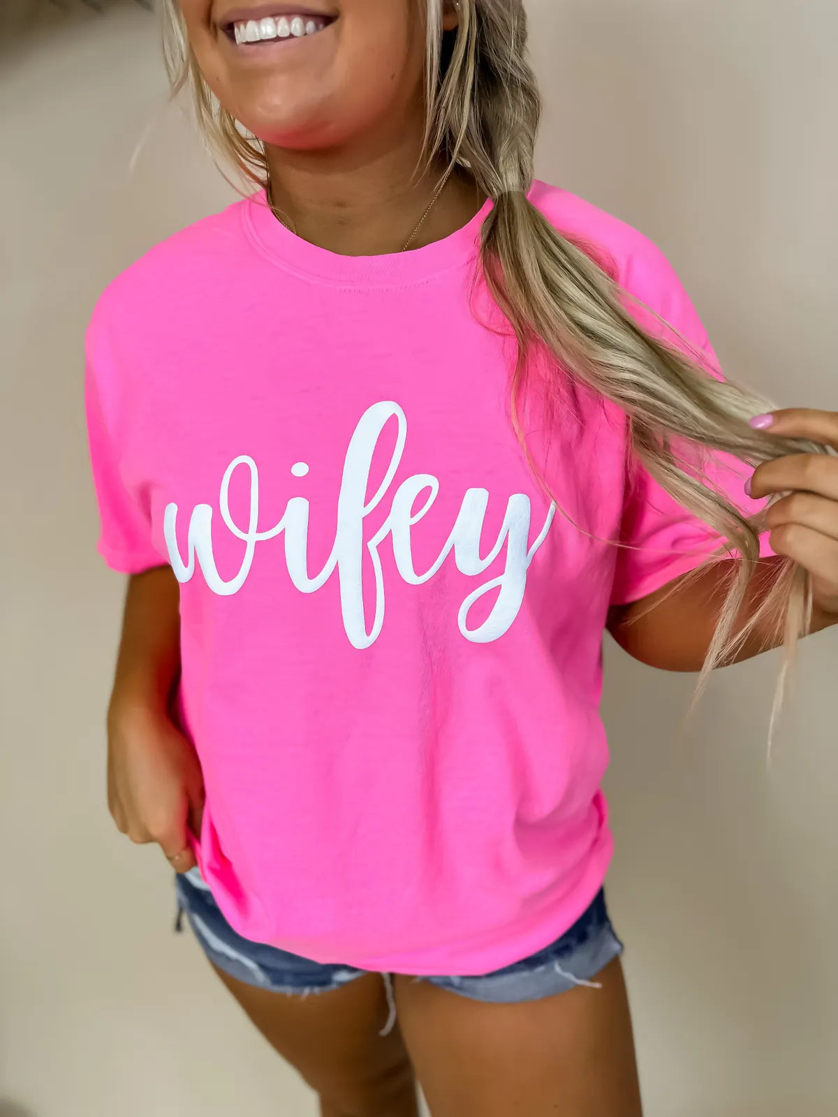 Neon Pink Wifey Graphic Tee