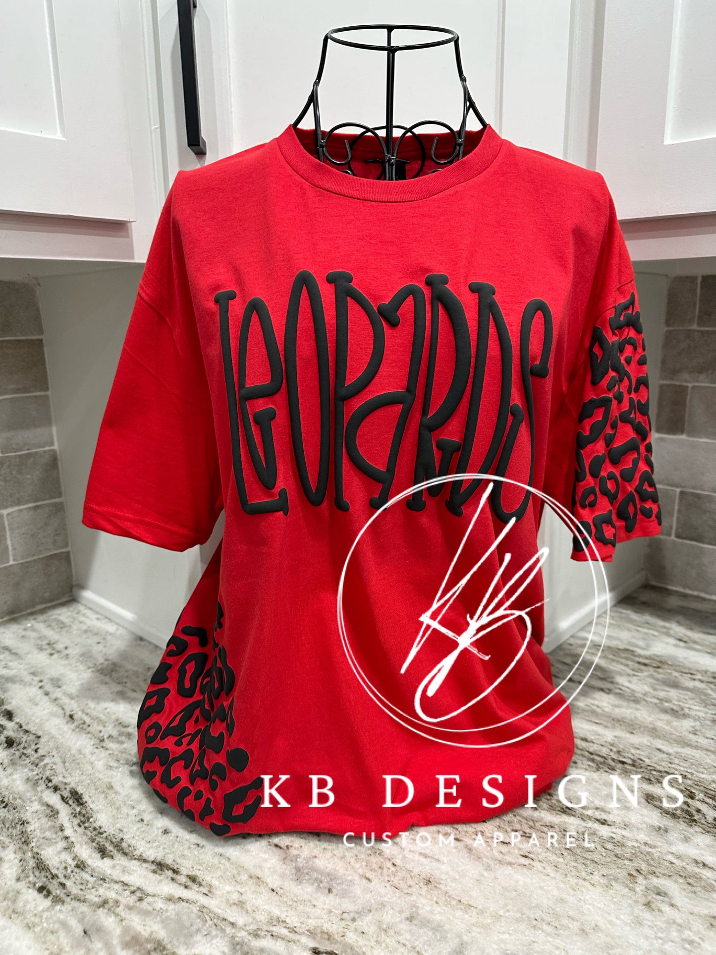 Custom Mascot Cheetah Side Sleeve Puff Tee