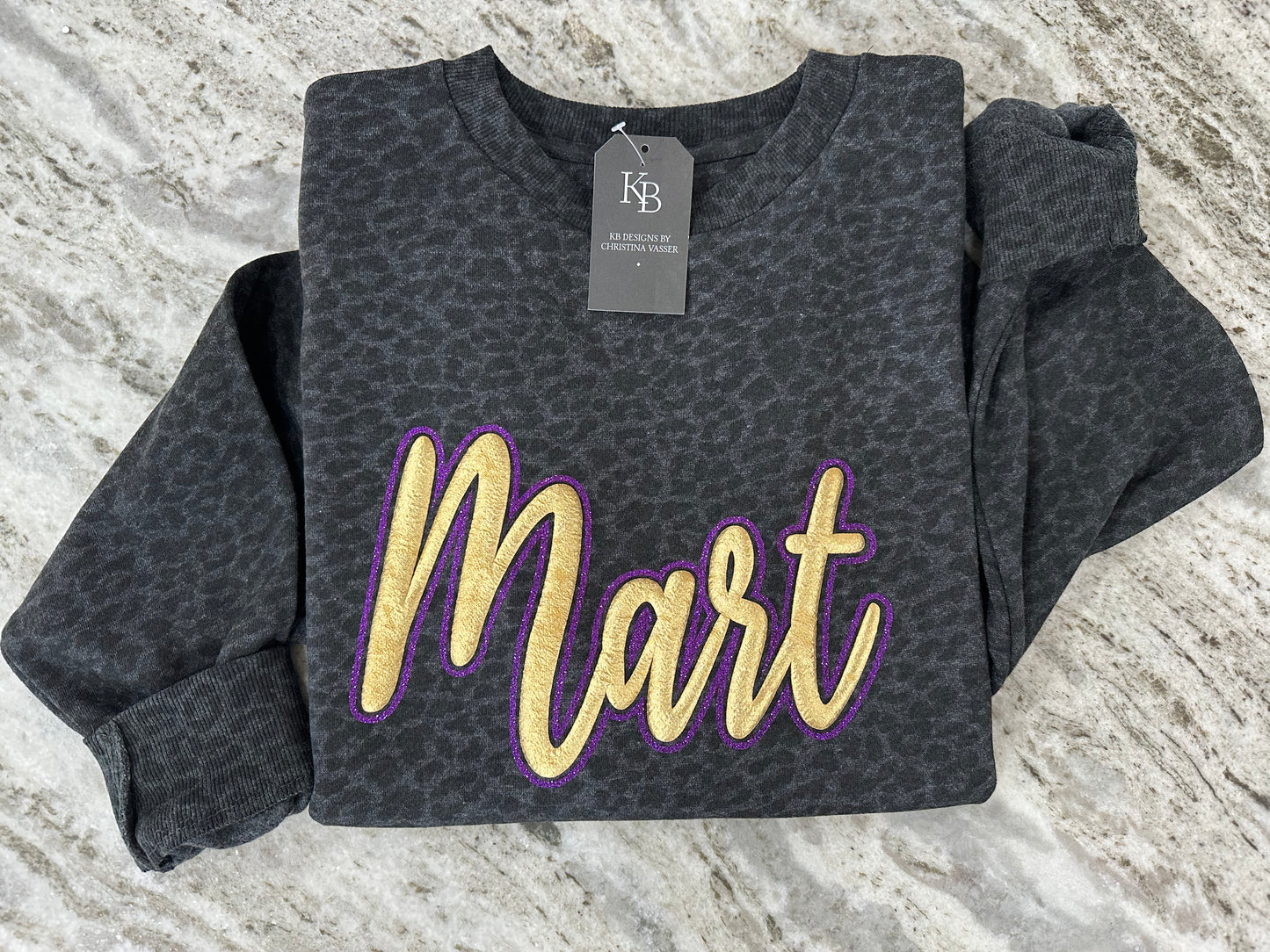 Leopard Custom Mascot w/ Glitter & Puff Tunic Sweatshirt